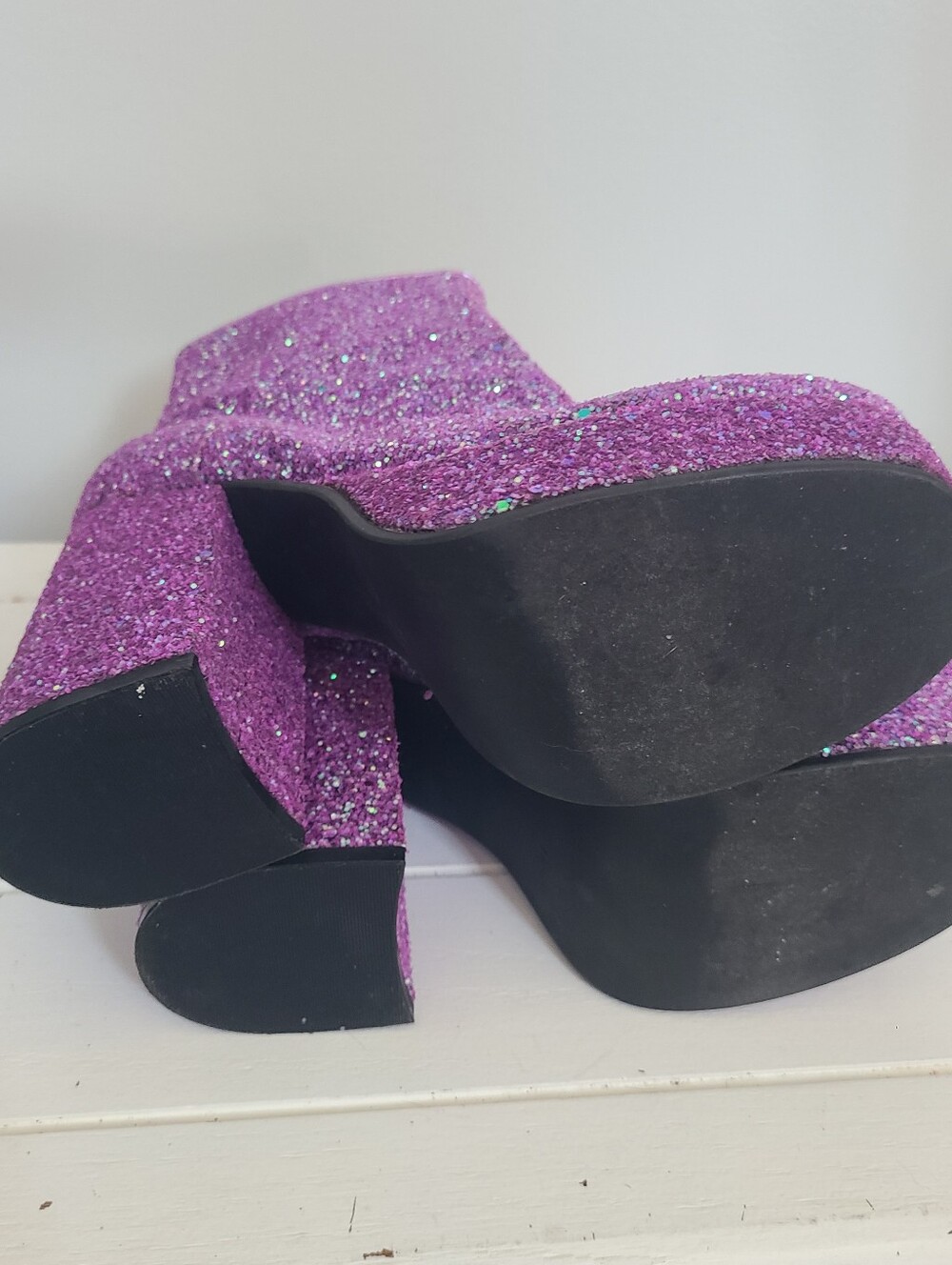 Current Mood Glitter Chunky Platform Heels Womens Size 7M - Picture 4 of 6